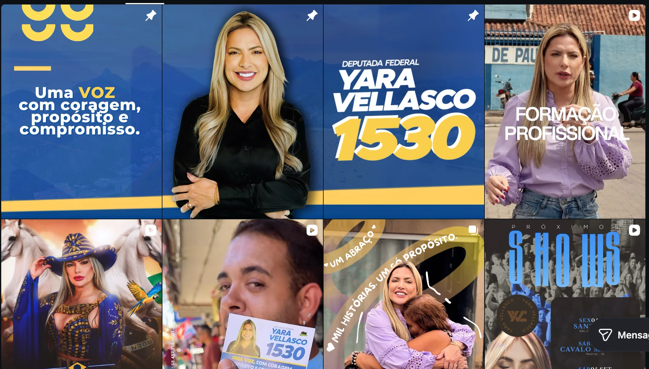 Yara Vellasco sorrindo, com camisa preta